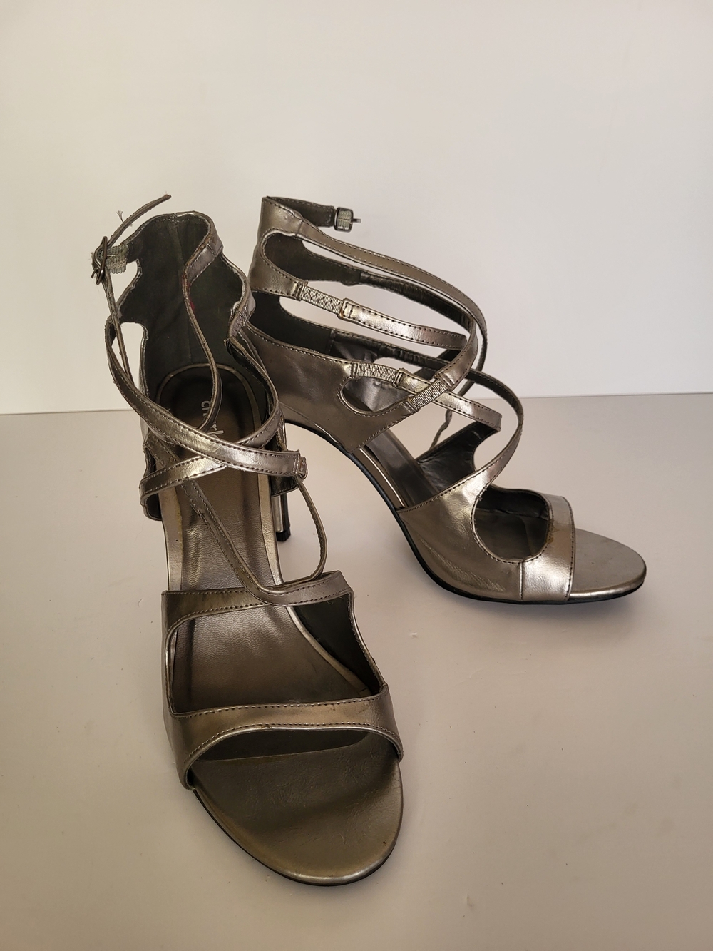 Charlotte Russe Metallic Silver Strappy High Heels